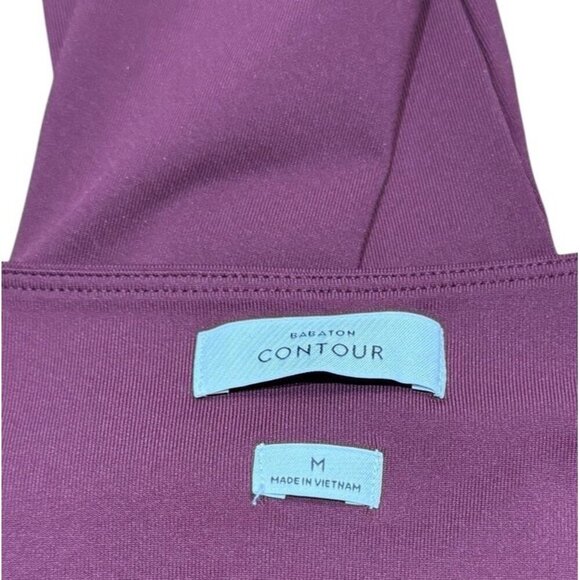 Babaton Sz M Top Contour V-neck Burgundy Long Sleeve Shirt Cropped - Picture 3 of 7